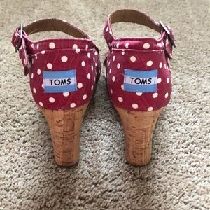 Toms Wedges/ Heels Red and White Polka Dot